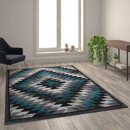Flash Furniture Turquoise 6' x 9' Diamond Patterned Area Rug OKR-RG1106-69-TQ-GG